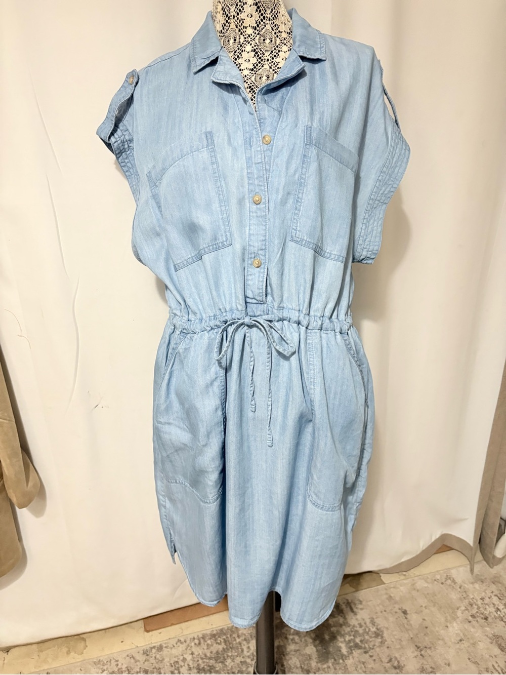 Time & Tru Plus Sz XXL 20 Denim Shirt Dress Button Down Pockets Please Read
